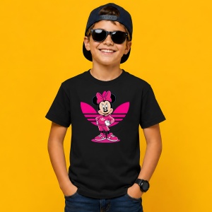 Tricou Minnie Mouse Pink Tracksuit Street Fashion Urban Girl, din bumbac 100%, tricou negru, Copii | Dama | Barbat - Img 3