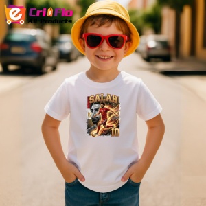Tricou Mohamed Salah Egipt Regele Egiptean Fotbal, din bumbac 100% , tricou alb pentru Copii | Dama | Barbat - Img 4