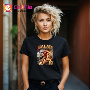 Tricou Mohamed Salah Egipt Regele Egiptean Fotbal, din bumbac 100%, tricou negru Copii | Dama | Barbat - Img 8