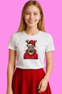 Tricou Moose Santa, din bumbac 100% Copii | Dama | Barbat - Img 3