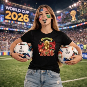 Tricou Morocco World Cup 2026 Fifa V2, din bumbac 100%, tricou negru, Copii | Dama | Barbat - Img 9