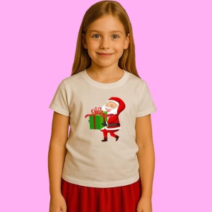 Tricou Mos Craciun Cu Cadou Verde Mare, din bumbac 100%, tricou alb, Copii | Dama | Barbat - Img 2