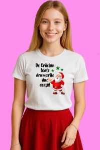 Tricou Mos Craciun Drumurile Duc Acasa Alb, din bumbac 100% Copii | Dama | Barbat - Img 3