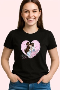 Tricou Mothers Day Heart, din bumbac 100%, tricou negru, Dama | Barbat - Img 2