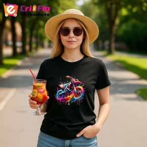 Tricou Motocicleta pop art graffiti fundal alb Copii | Dama | Barbat, culoare negru - Img 7