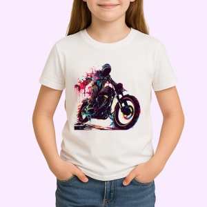 Tricou Motociclist cu vopsea stropita in fundal Copii | Dama | Barbat - Img 4