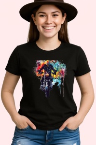 Tricou Motociclist in miscare cu fundal exploziv Copii | Dama | Barbat, culoare negru - Img 3