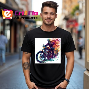 Tricou Motociclist in viteza cu efecte graffiti Copii | Dama | Barbat, culoare negru - Img 5
