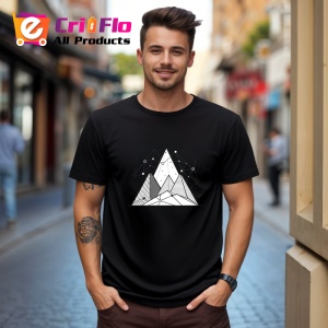 Tricou Munti Alb Negru Linii Geometrice, Copii | Dama | Barbat, culoare negru - Img 4