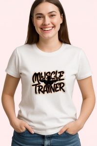 Tricou Muscle Trainer Text Portocaliu, Copii | Dama | Barbat