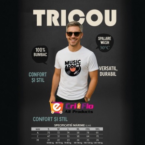 Tricou Music Addict Disc Vinil Text, Copii | Dama | Barbat - Img 6