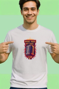 Tricou Music Feeds My Soul Microfon Rosu, Copii | Dama | Barbat - Img 2