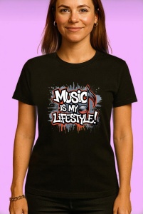 Tricou Music Is My Lifestyle Tip Graffiti, Copii | Dama | Barbat, culoare negru - Img 4