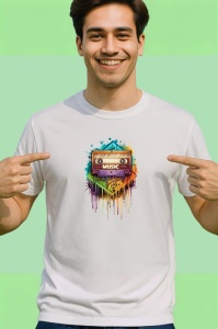 Tricou Music On Cassette Stil Colorat, Copii | Dama | Barbat - Img 2