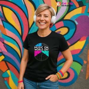 Tricou Music On World Off Harta Glob Muzical, Copii | Dama | Barbat, culoare negru - Img 12