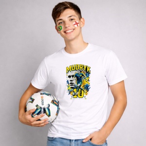 Tricou Mykhailo Mudryk Ukraine World Cup Fifa 2026, din bumbac 100%, tricou alb, Copii | Dama | Barbat