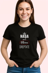 Tricou Nasa Are Mereu Dreptate Negru, din bumbac 100%, tricou negru, Dama | Barbat - Img 2