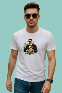 Tricou Nasu Bogatas Barbat Costum Ochelari V1, din bumbac 100% , tricou alb pentru Barbat - Img 2