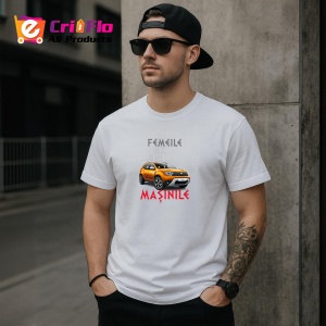 Tricou Ne Plac Femeile Dar Iubim Masinile Dacia Duster, din bumbac 100%, tricou alb, Dama | Barbat - Img 3