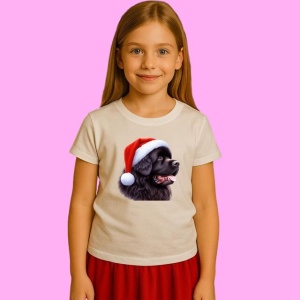 Tricou Newfoundland Craciun Cu Caciula Mos, din bumbac 100%, tricou alb, Copii | Dama | Barbat - Img 1