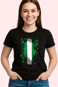 Tricou Nigeria Steag Splash Art, Copii | Dama | Barbat, culoare negru - Img 4