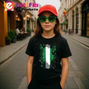 Tricou Nigeria Steag Splash Art, Copii | Dama | Barbat, culoare negru - Img 8