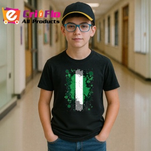 Tricou Nigeria Steag Splash Art, Copii | Dama | Barbat, culoare negru - Img 10