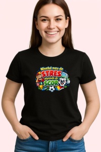 Tricou Nivelul Meu De Stres Depinde De Scor Fotbal, din bumbac 100%, tricou negru Copii | Dama | Barbat - Img 3