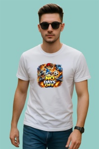 Tricou No Days Off Fotbalist Actiune V2, din bumbac 100% , tricou alb pentru Copii | Dama | Barbat - Img 3