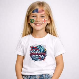 Tricou Norway World Cup 2026 Fifa, din bumbac 100%, tricou alb, Copii | Dama | Barbat - Img 2