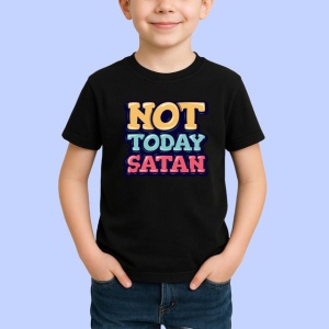 Tricou Not Today Satan Text Mare Colorat, din bumbac 100%, tricou negru Copii | Dama | Barbat - Img 2