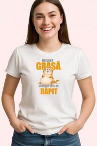 Tricou Nu Sunt Grasa Sunt Doar Greu De Rapit Amuzant, din bumbac 100% , tricou alb pentru Dama - Img 2
