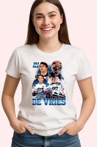 Tricou Nyck De Vries Colaj Costum Alb Echipa Formula 1, Copii | Dama | Barbat