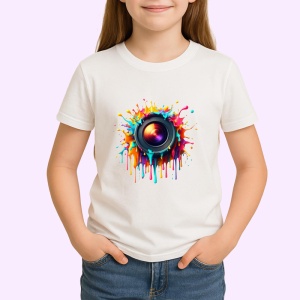 Tricou Obiectiv foto cu stropi de culoare fundal alb Copii | Dama | Barbat - Img 3