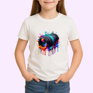 Tricou Obiectiv negru cu culori arta digitala vibranta Copii | Dama | Barbat - Img 4