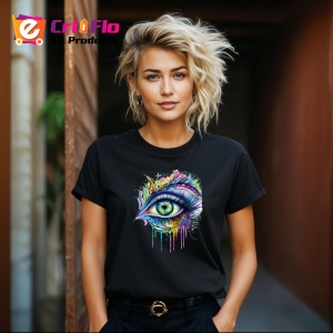 Tricou Ochi mandala curcubeu stil pana, Copii | Dama | Barbat , tricou negru - Img 8
