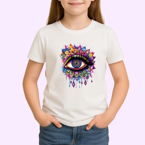 Tricou ochi mandala gene ascutite violet, Copii | Dama | Barbat - Img 3