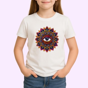 Tricou ochi mandala miez lotus in flacari, Copii | Dama | Barbat - Img 3