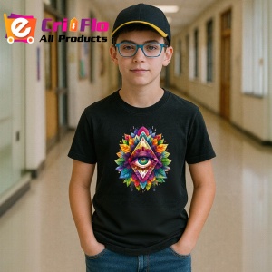 Tricou Ochi mandala poarta cosmica triunghi, Copii | Dama | Barbat , tricou negru - Img 5