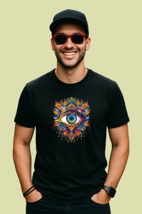 Tricou Ochi mandala spirala aurie intensa, Copii | Dama | Barbat , tricou negru - Img 3