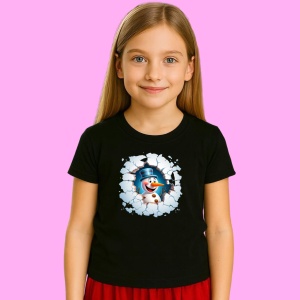 Tricou Om De Zapada Cu Palarie Albastra Si Fundal Alb Craciun, din bumbac 100% Copii | Dama | Barbat - Img 2