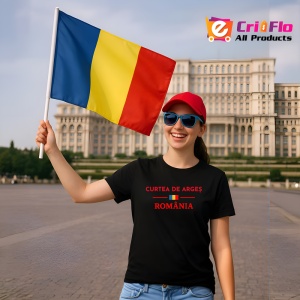 Tricou ORAS CURTEA DE ARGES Negru |Colectia Tricouri Romania - Img 2