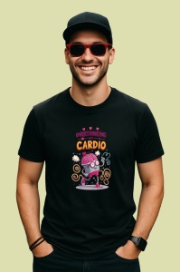 Tricou Overthinking My Cardio Pisica Pe Role, Copii | Dama | Barbat, culoare negru