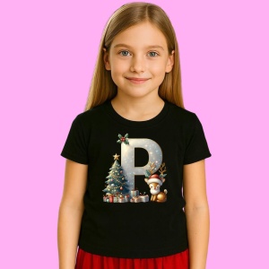 Tricou P Litere Craciun Cu Ren, Brad, Luminite Si Cadouri, din bumbac 100% Copii | Dama | Barbat - Img 3
