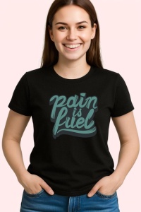Tricou Pain Is Fuel Text Gri Stilizat V1, din bumbac 100%, tricou negru Copii | Dama | Barbat - Img 3