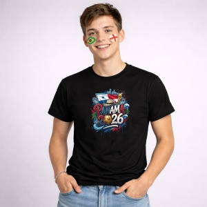 Tricou Panama World Cup 2026 Fifa, din bumbac 100%, tricou negru, Copii | Dama | Barbat