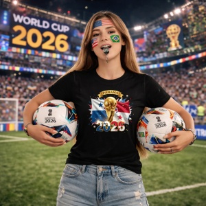 Tricou Panama World Cup 2026 Fifa V2, din bumbac 100%, tricou negru, Copii | Dama | Barbat - Img 9