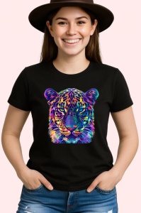Tricou Pantera colorata in stil pop art Copii | Dama | Barbat, culoare negru - Img 3