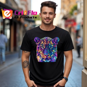 Tricou Pantera colorata in stil pop art Copii | Dama | Barbat, culoare negru - Img 5