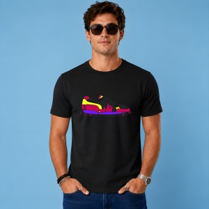 Tricou Pantof Sport Retro Color Block Urban Casual Street Design, din bumbac 100%, tricou negru, Copii | Dama | Barbat